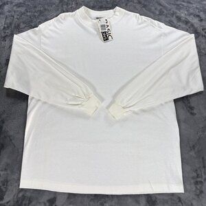 Basic Editions Long Sleeve Blank T Shirt Men XL White VTG 90's USA Deadstock NWT